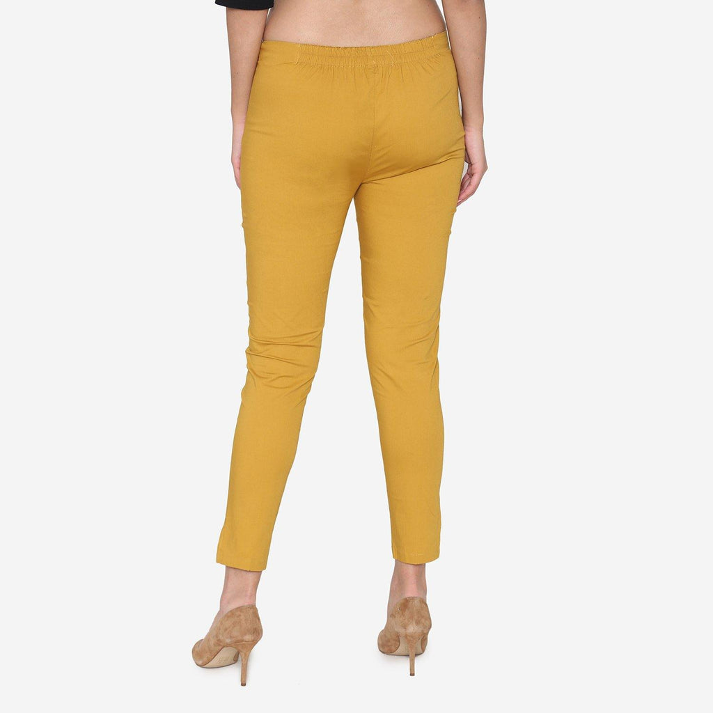 Buy Golden Beige Trousers & Pants for Women by DeMoza Online | Ajio.com